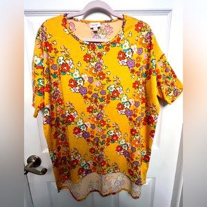 LulaRoe, Size Small, Irma tunic in yellow floral